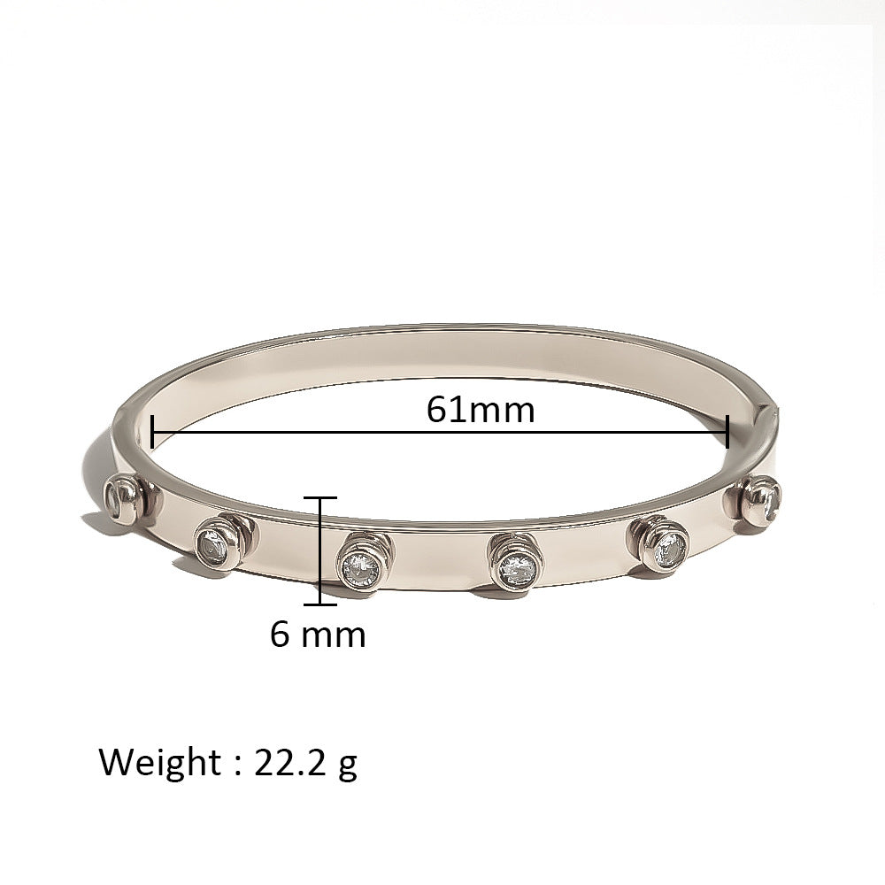 Wholesale Stainless Steel 18K Gold Plated Geometric Star Flower Zircon Bracelet