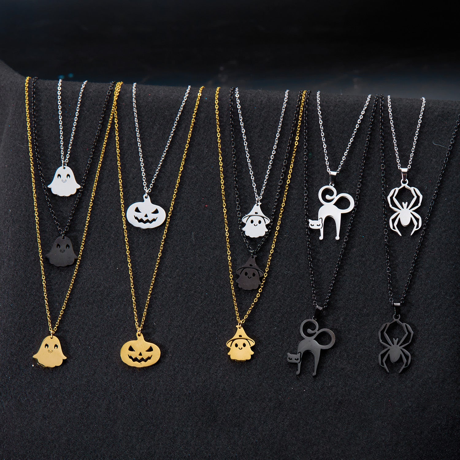 Wholesale Stainless Steel  Ghost Necklace Pumpkin  Pendant Trendy Jewelry Accessory