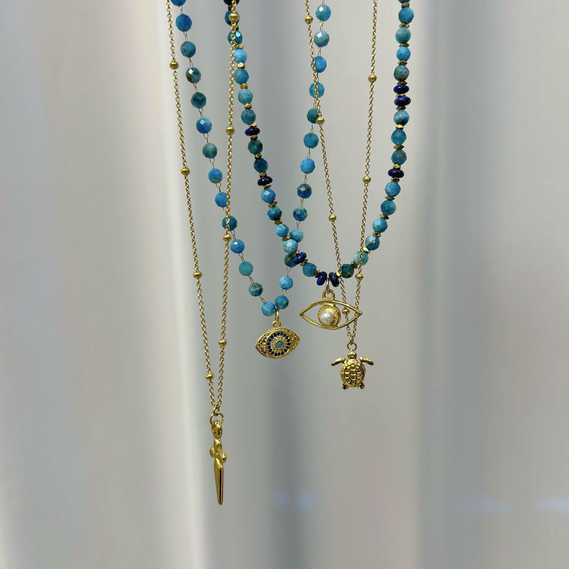 Wholesale Turtle Sword Pendant Green Stone  Natural Retro High Fashion Pendant Titanium Steel Necklace