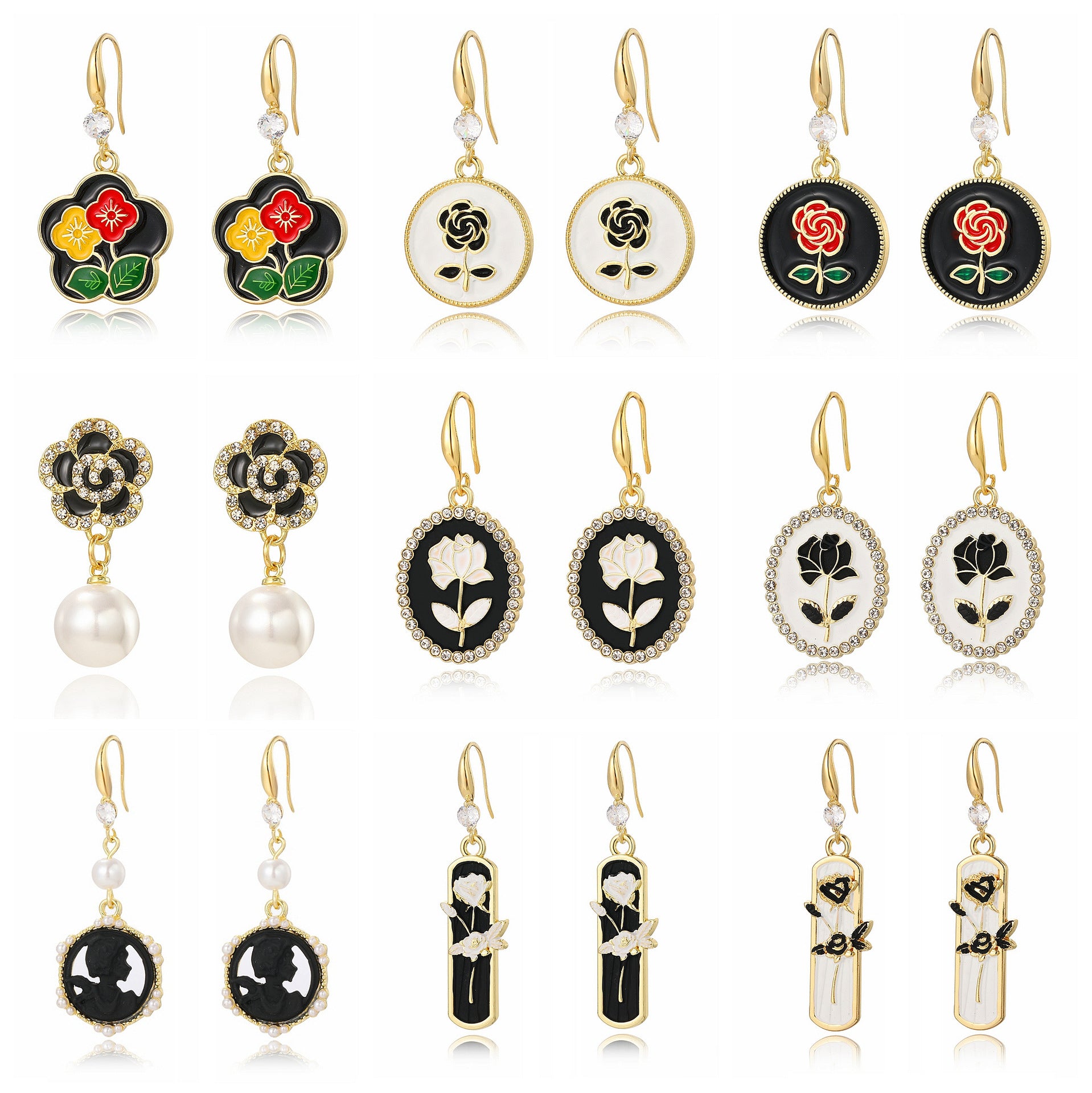 Wholesale Exaggerated Flower Earrings Metal Rose Earrings ACC-ES-ManYi009