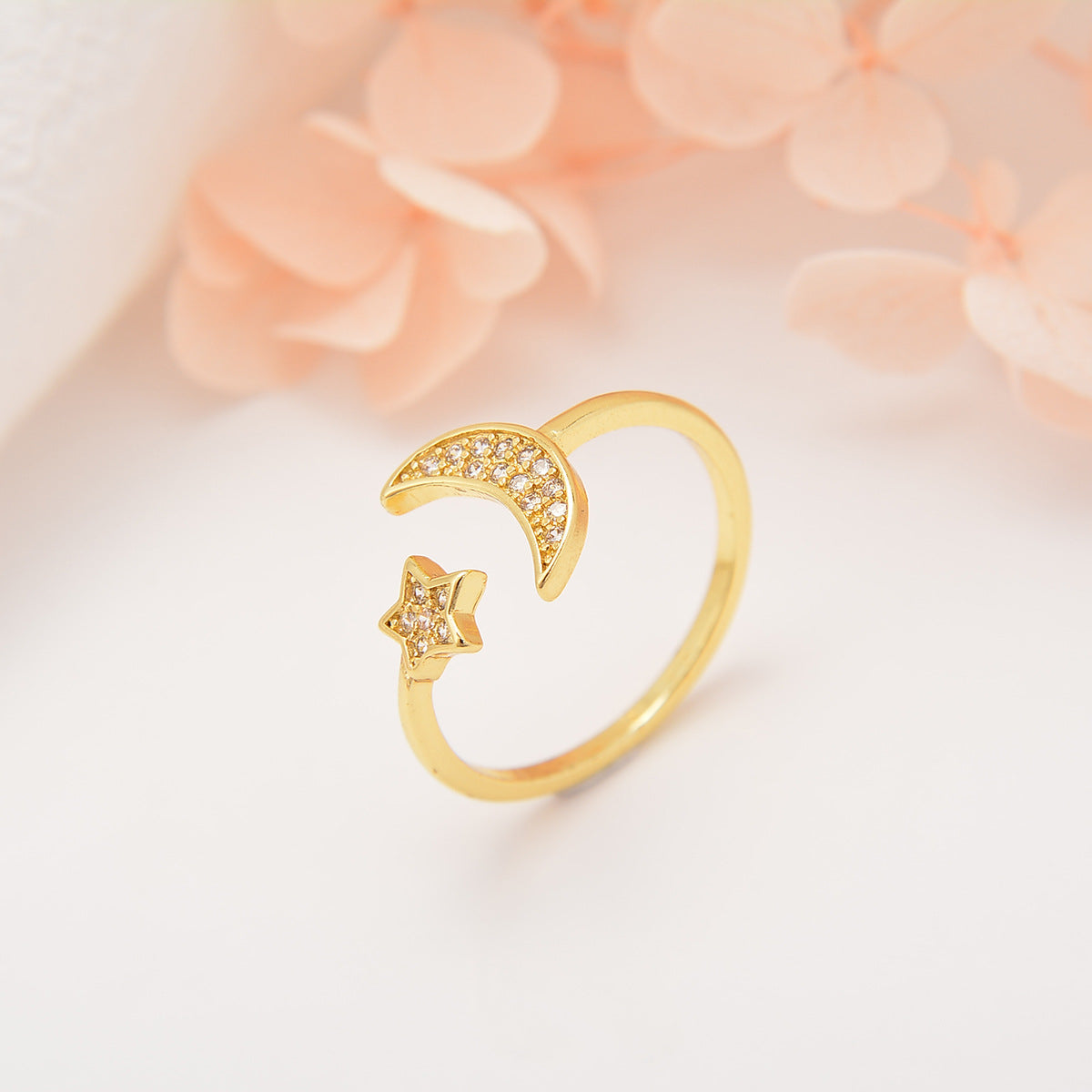 Wholesale Zircon Star Moon Colorful Fishtail Adjustable Ring