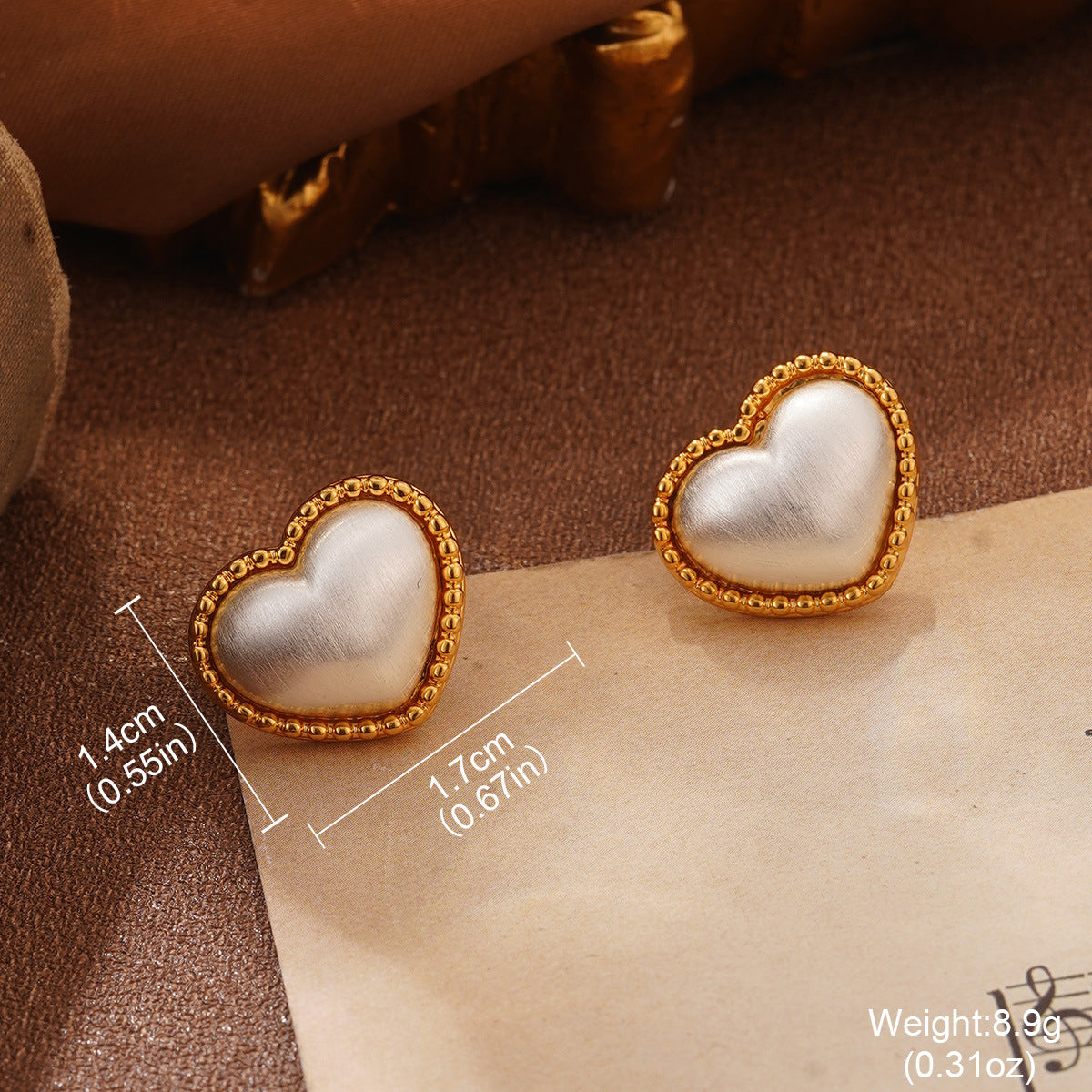 Wholesale Retro  Pearl Heart Earrings Silver Tassel Ring Leaf Splicing Necklace