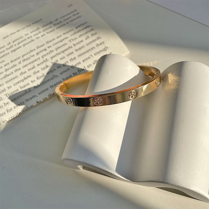 Wholesale Simple Fashion Couple Bracelet Set,  Gold Electroplated Metal Bangle,  Everyday Wear Jewelry Accessory for Resale
