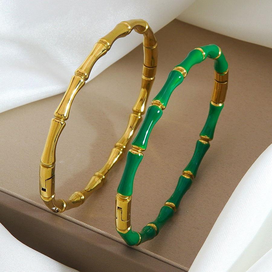 Wholesale Stainless steel bamboo bracelet plated with 18k gold