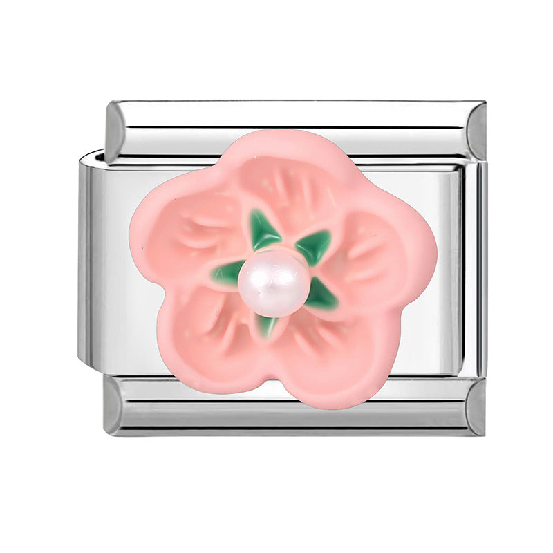 Wholesale  Italian Charm Bracelet 9mm DIY Creative Pink Cute Cartoon  Creative Stainless Steel Composable Bracelet