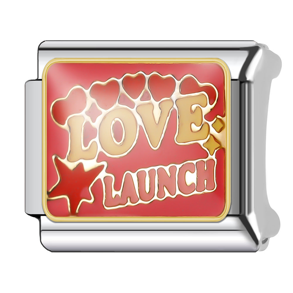 Wholesale Italian Charm Bracelet 9mm DIY Splicing English Series Stainless Steel Composable Bracelet