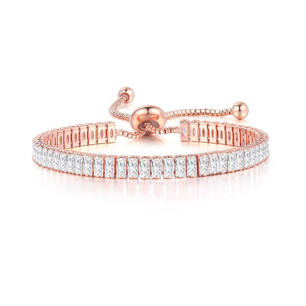 Wholesale Copper Inlaid Zircon Geometric Adjustable Bracelet for Women Fashion Accessory