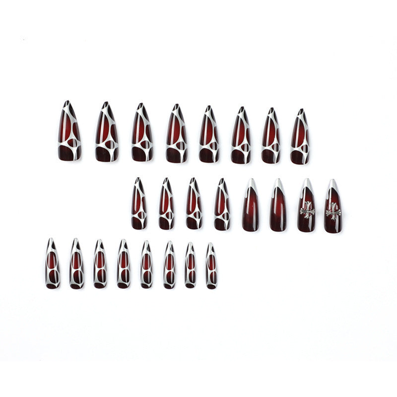 Wholesale 24 Pieces/box Cross Manicure Press-on Nails Kits Ballet Nails Nail Stickers ACC-NS-SanWei004