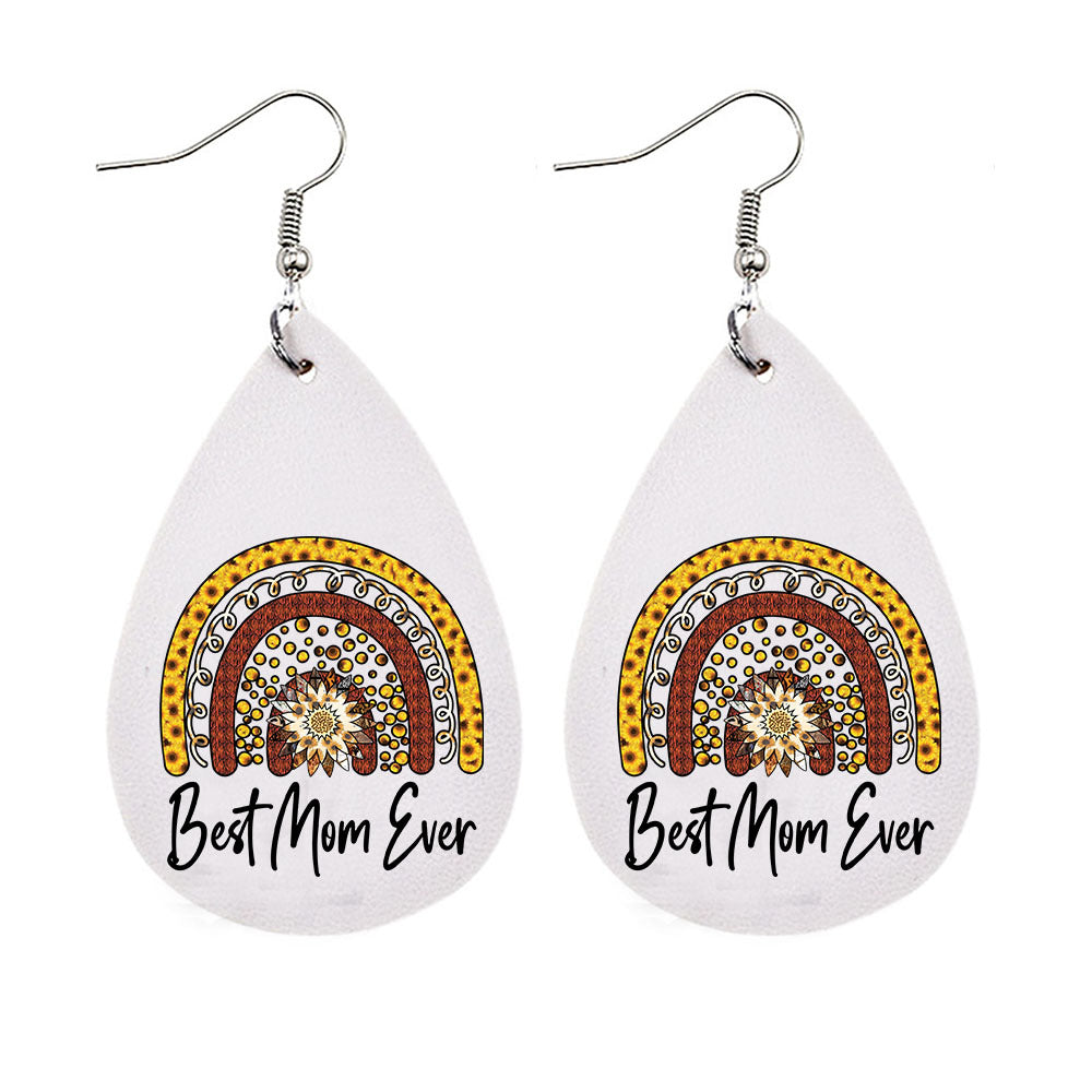 Wholesale MAMA Leopard Mother's Day Leather Earrings ACC-ES-CY006