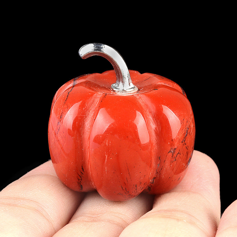 Wholesale 30mm Pumpkin Natural Crystal Stone Halloween Pendant ACC-PT-KeSuo005