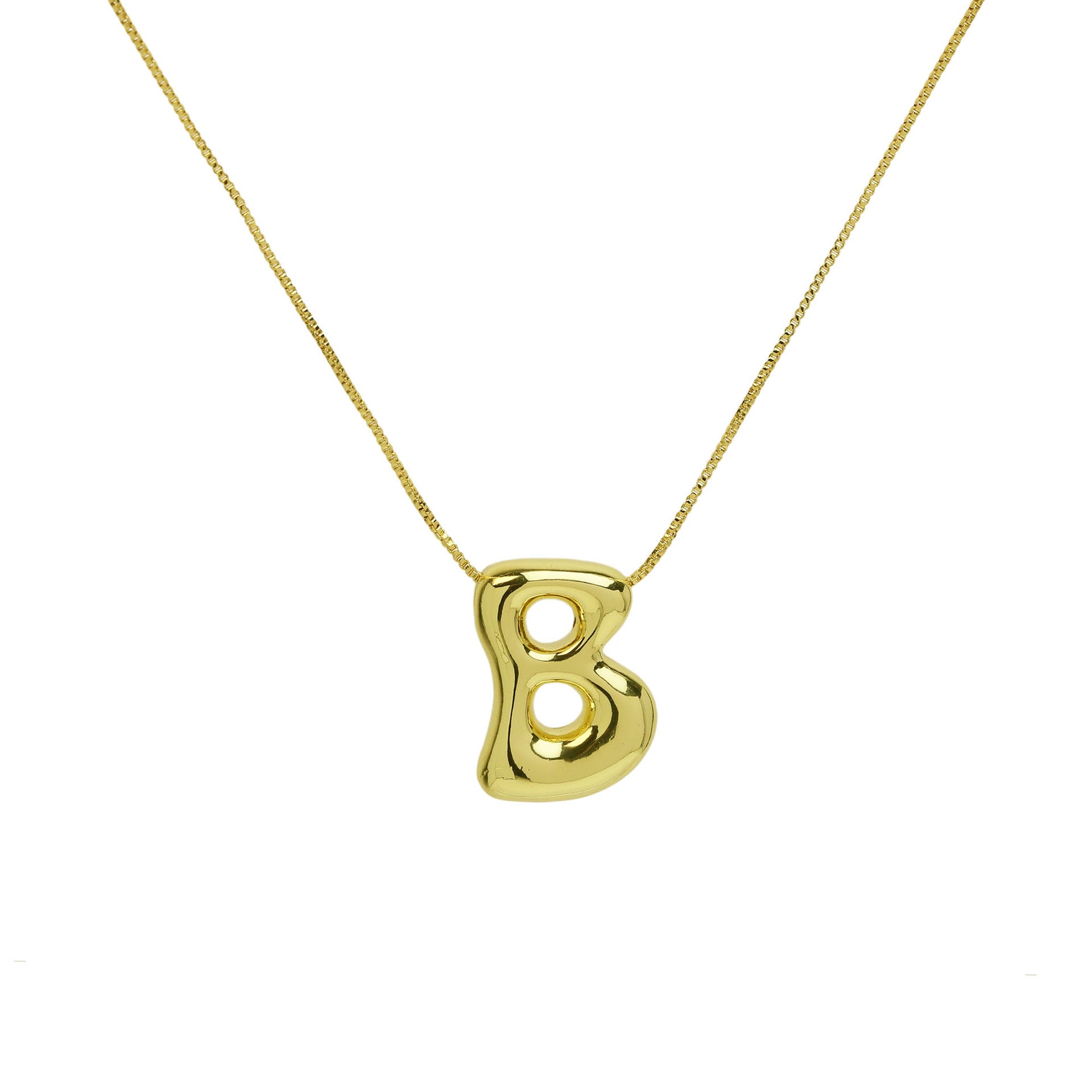Wholesale 18K Brass Glossy Balloon Bubble 26 Letter Pendant Necklaces ACC-NE-BaiYi001