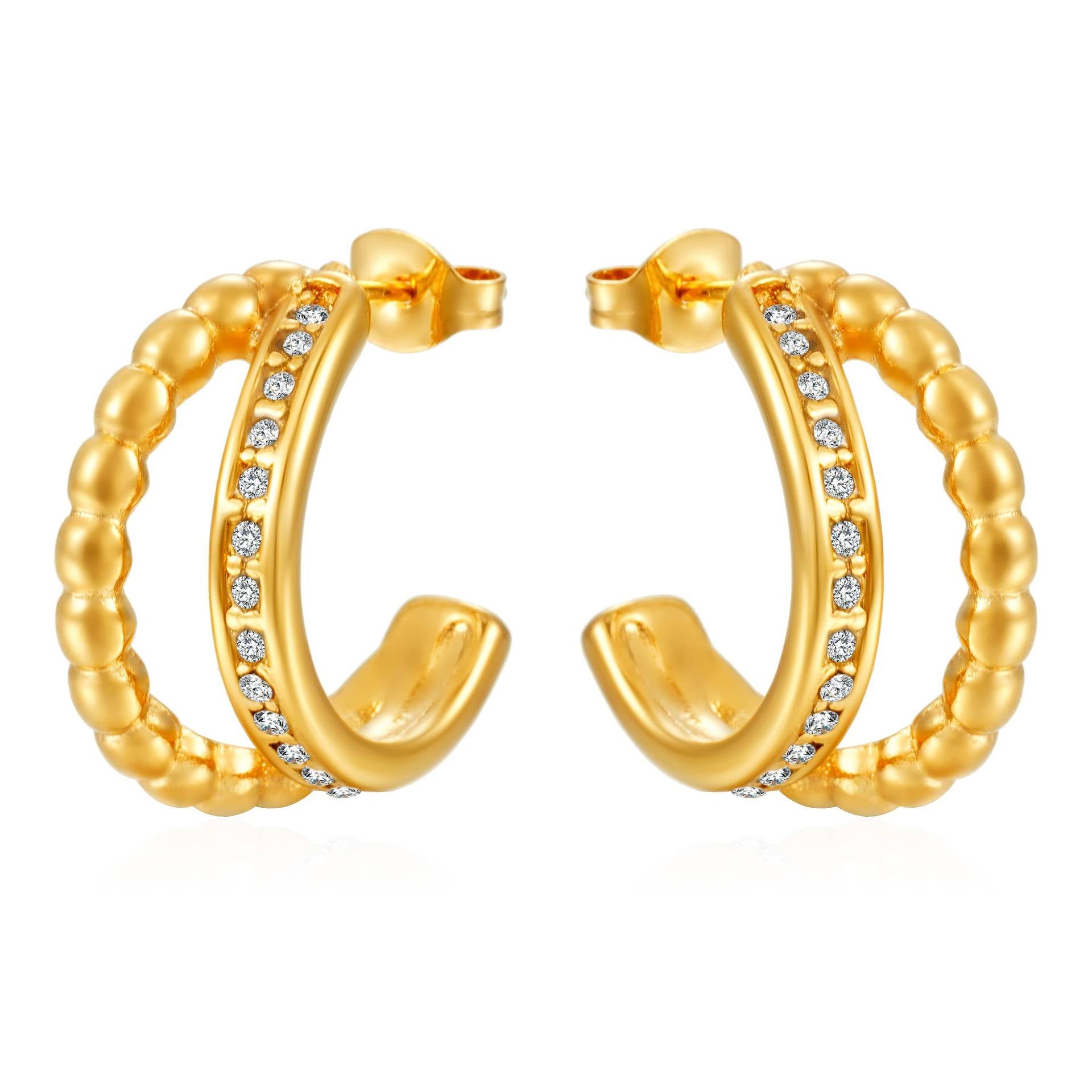 Conception de personnalité créative en gros titanium en acier plaqué 18 000 boucles d'oreilles en or