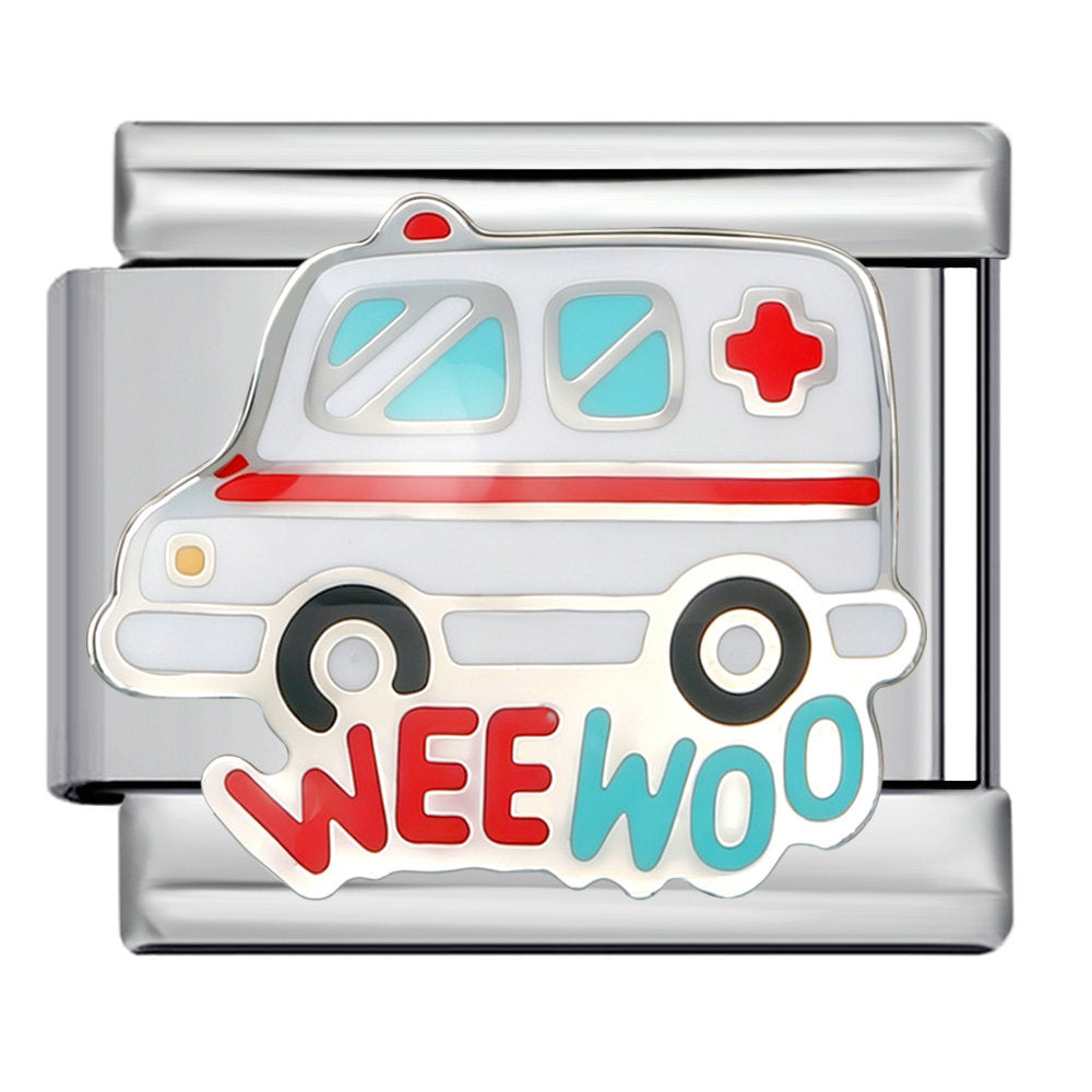 Wholesale Nurse Themed Stainless Steel Modular Bracelet With Ambulance Charm DIY Bangle Gift For Everyday Wear