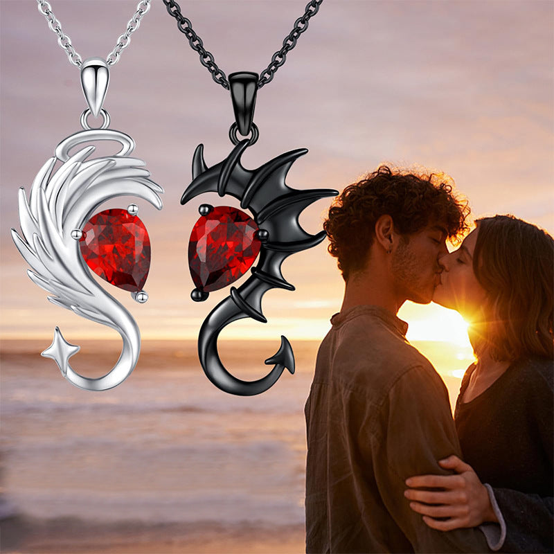 Wholesale  Angel Devil Wings Pendant Dark Wind Diamond Couple Clavicle Chain