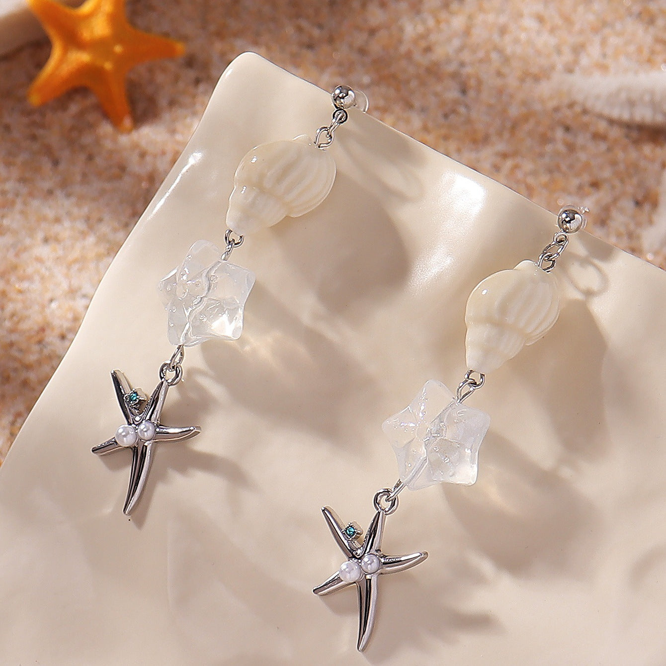 Wholesale Conch and starfish light luxury earrings
