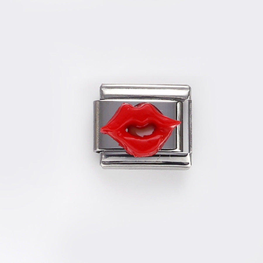 Wholesale 10pcs Italian Charm Bracelet 9mm DIY Splicing Flower Heart Fruit Stainless Steel Composable Bracelet