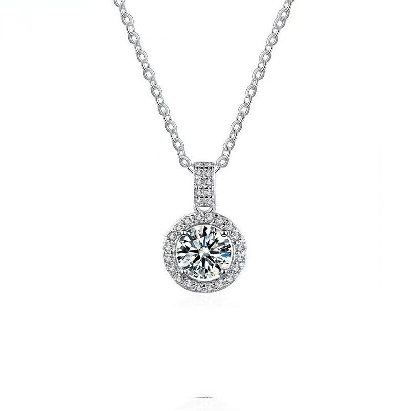 Wholesale Full Diamond Round Necklace 925 Silver Moissanite Necklace