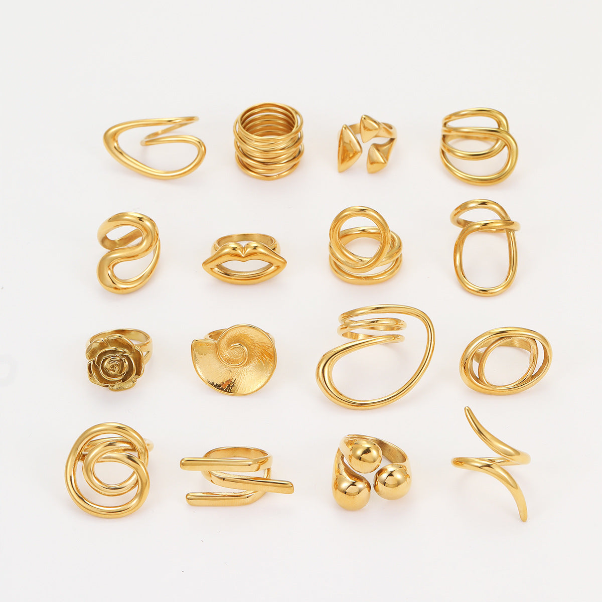 Wholesale Geometric Lines Metal Sense Stainless Steel Ring