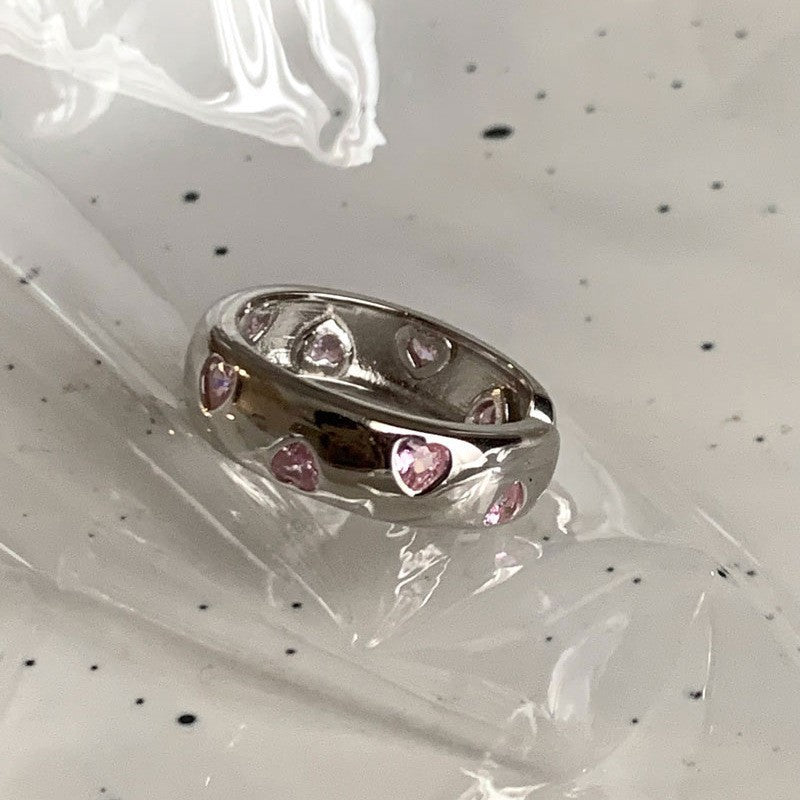Wholesale Dopamine Love Color Zircon Ring Open Ring Hearts Rings ACC-RS-YaoFeng012