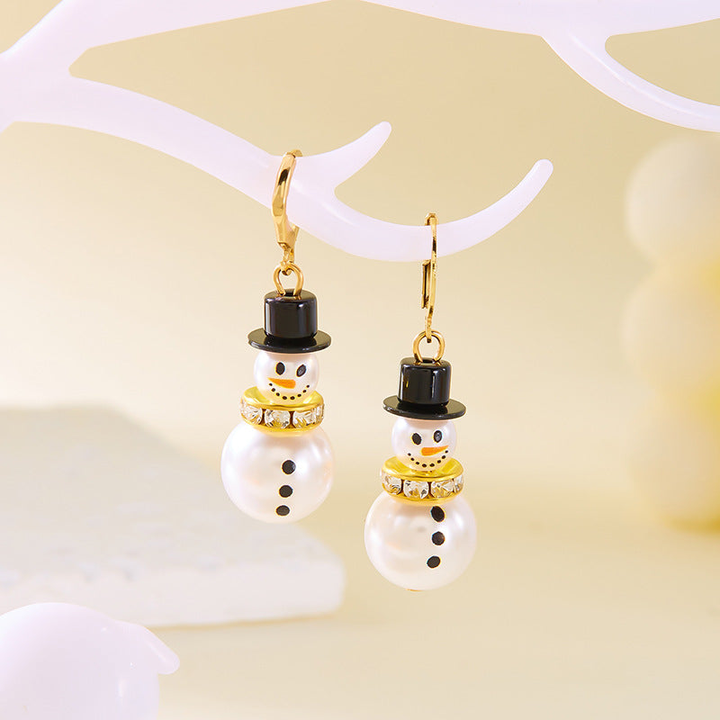 Wholesale Christmas Diamond Snowflake Hat Snowman Earrings ACC-ES-FanYou002