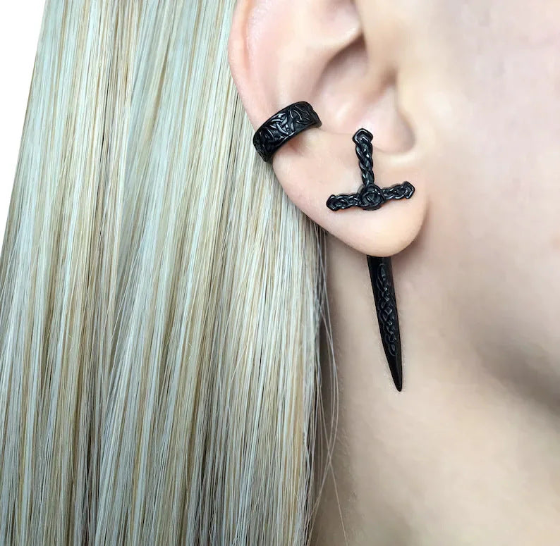 Wholesale  Gothic Retro Women's Sword Ear Nail Creative Cross Dagger Earrings