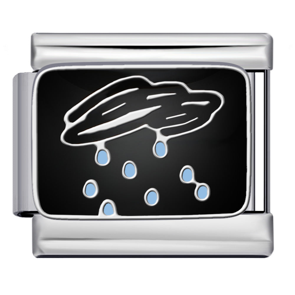 Wholesale Italian DIY  modular Charms Titanium steel oil drip welding pattern strap Charms