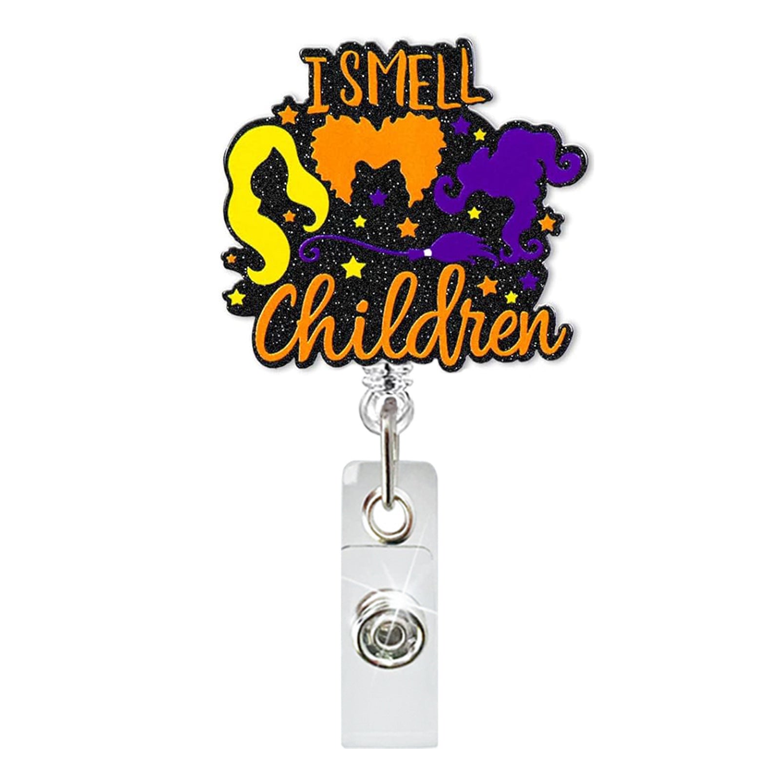 Wholesale  Skull Black Cat Retractable Badge Reel with Glitter Acrylic,  Resale Accessory