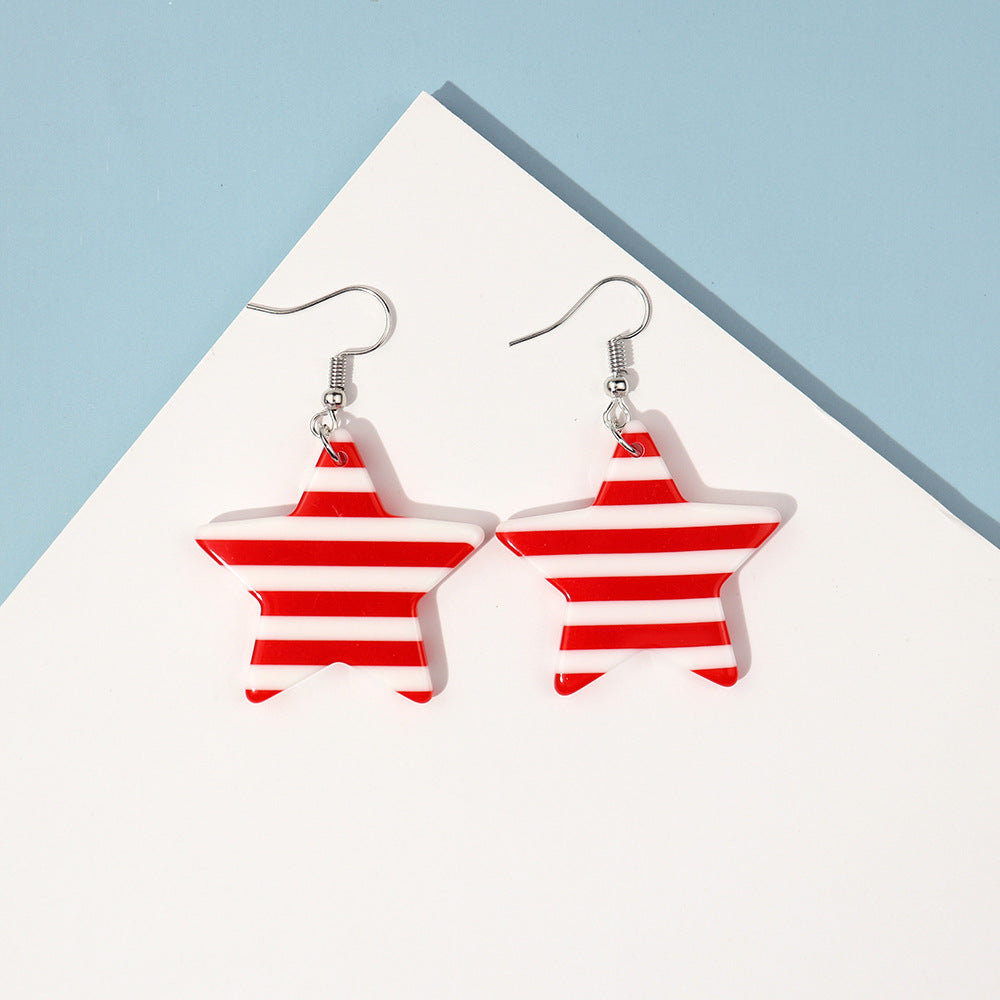 Wholesale  Creative Striped Five-pointed Star Earrings