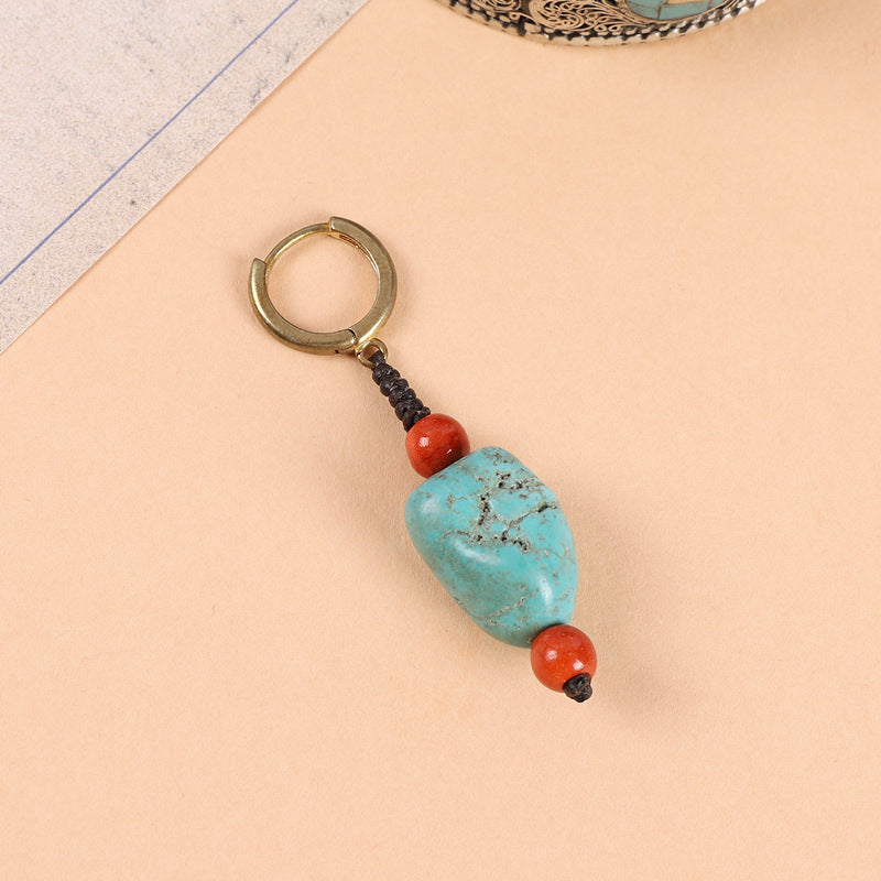 Wholesale Woven Turquoise Ethnic Style Earrings Handmade Vintage Jewelry Accessory Gift