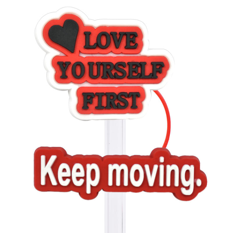 Wholesale Random 100pcs Cartoon English Straw Cover 10MM Straw Tube Cap