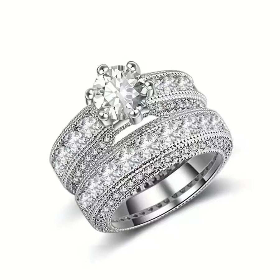 Wholesale  couple ring  micro-inlaid zircon shiny ring