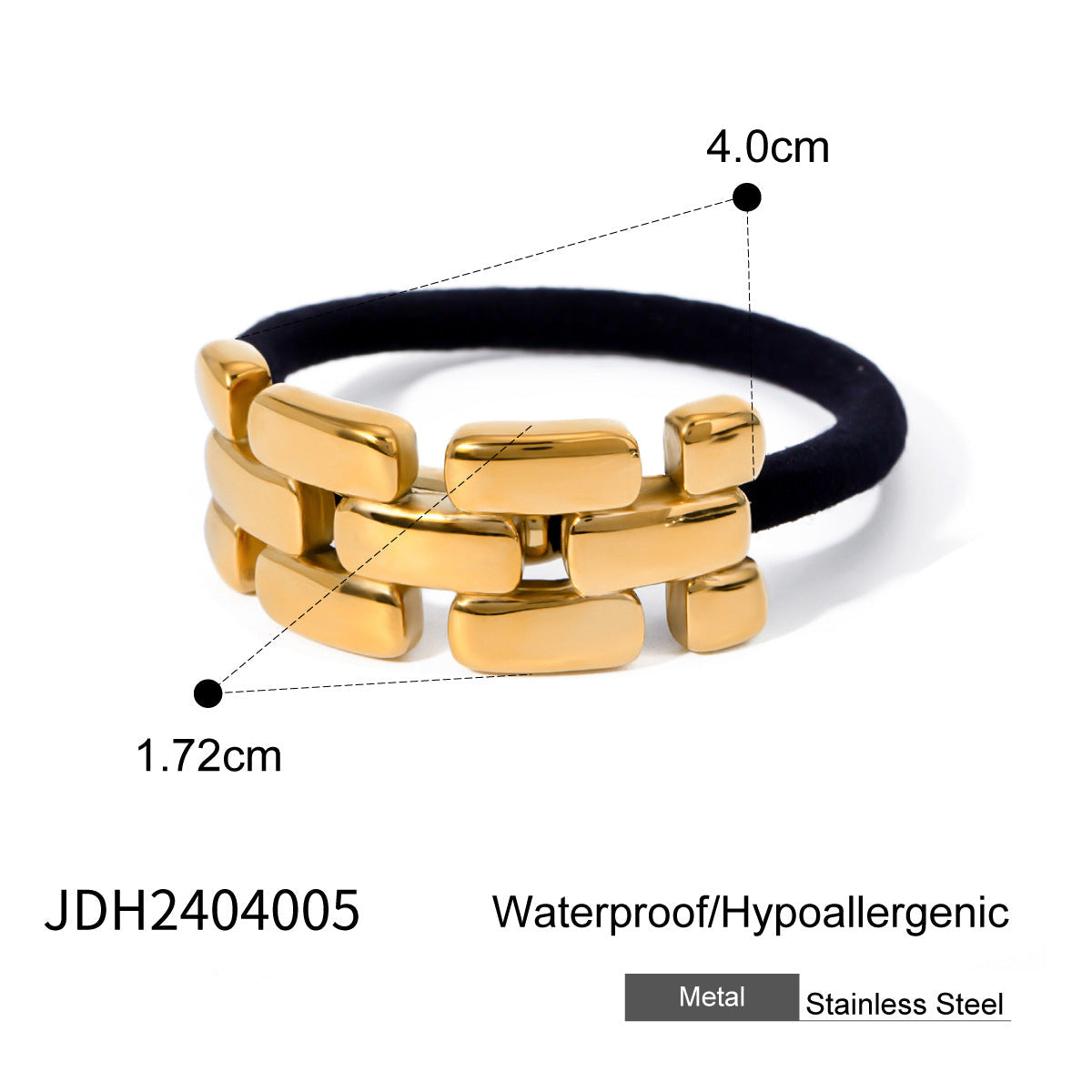 Wholesale stainless steel smooth hair rope black rubber band hair ring high