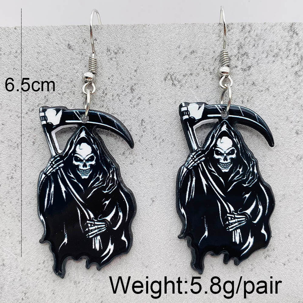 Wholesale Halloween Horror Pumpkin Ghost Tarot Acrylic Earrings ACC-ES-ChenY025