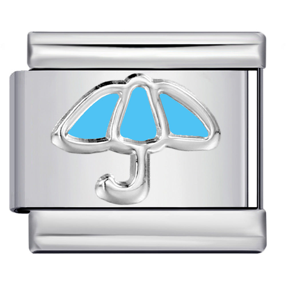 Wholesale  Italian Charm Bracelet 9mm DIY  colorful dripping umbrella  Creative Stainless Steel Composable Bracelet