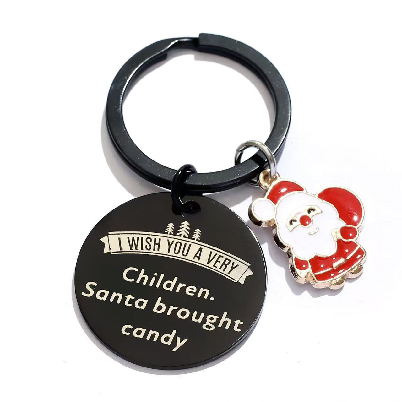 Wholesale Christmas Stainless Steel Keychain With Santa Tree And Bell Chic Car Key Accessory Gift