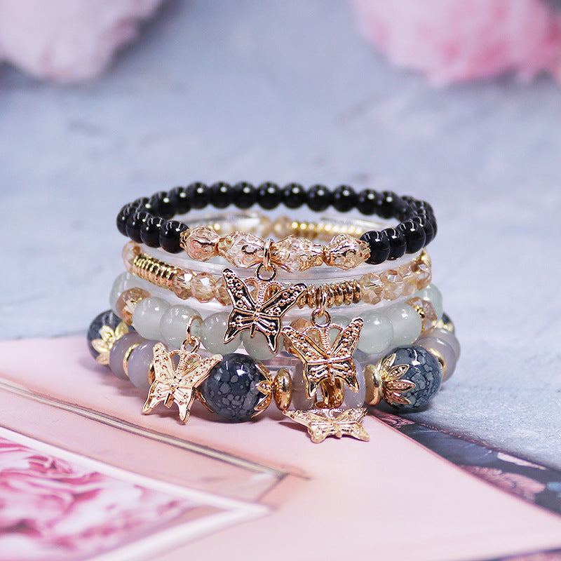 Wholesale Bohemian Multi-layered Butterfly Crystal Bracelet ACC-BT-NaiHong011