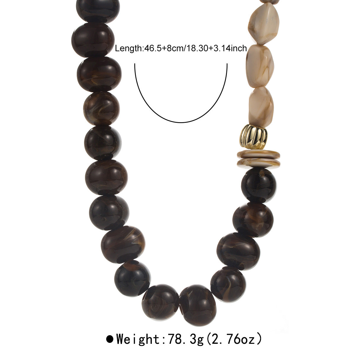 Wholesale  retro special-shaped resin beaded necklace  sweater chain