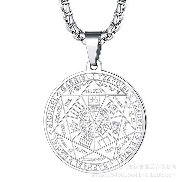 Wholesale Spiritual Seven Angels Rune Pendant Necklace Fashion Jewelry Accessory for Gift Boutique