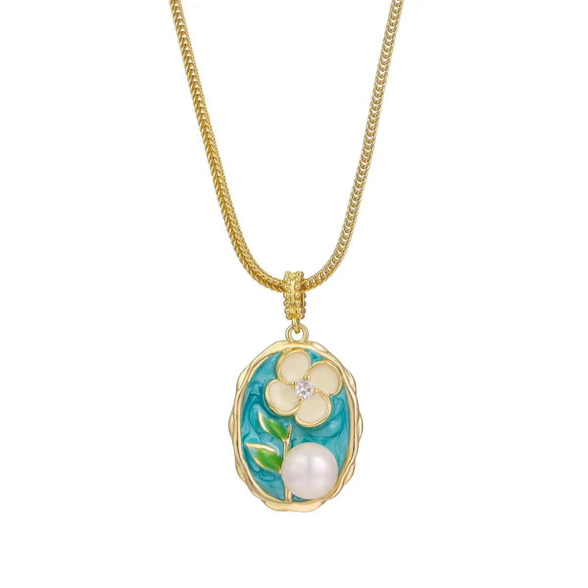 Wholesale Natural Pearl Oil Painting Necklace Jewelry Set