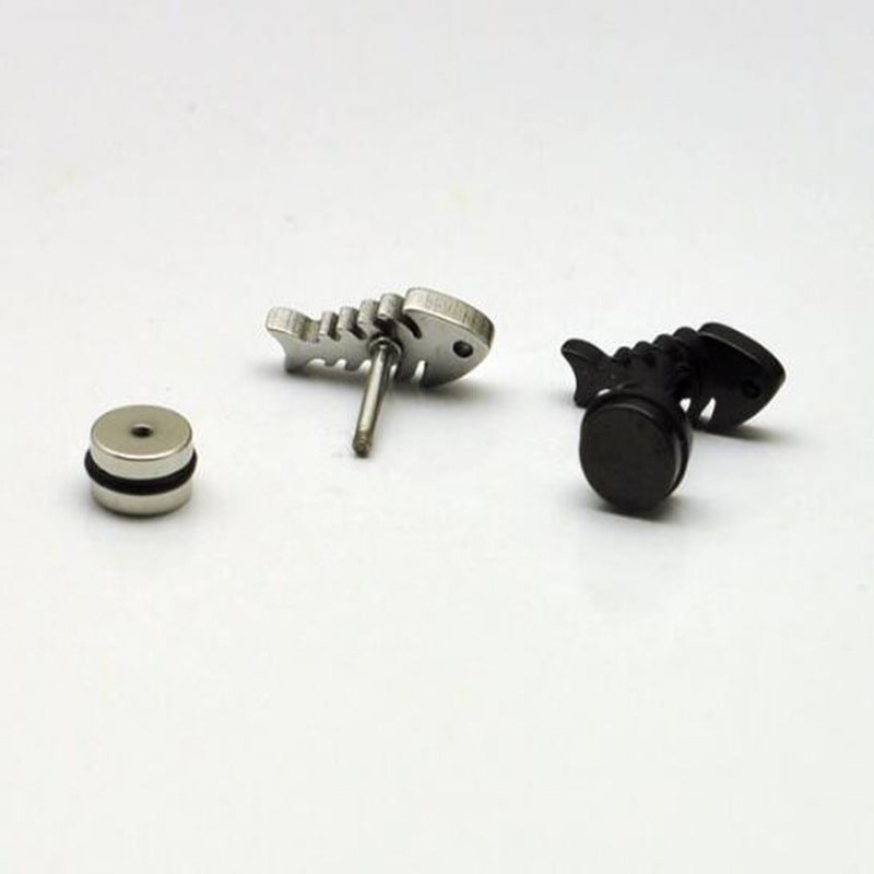 Wholesale Fish Bone Design Titanium Steel Earrings Men' s Simple Fashion Accessory