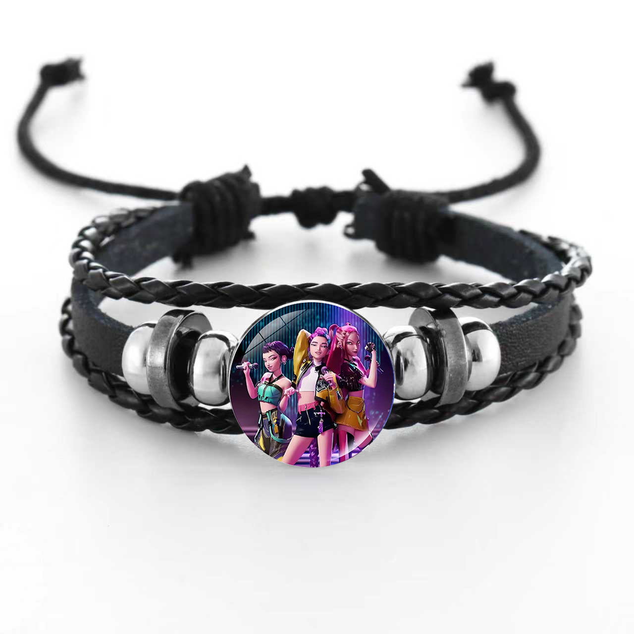 Wholesale Witcher Time Gem Adjustable Hand-woven Pink and Black Bracelet kpop