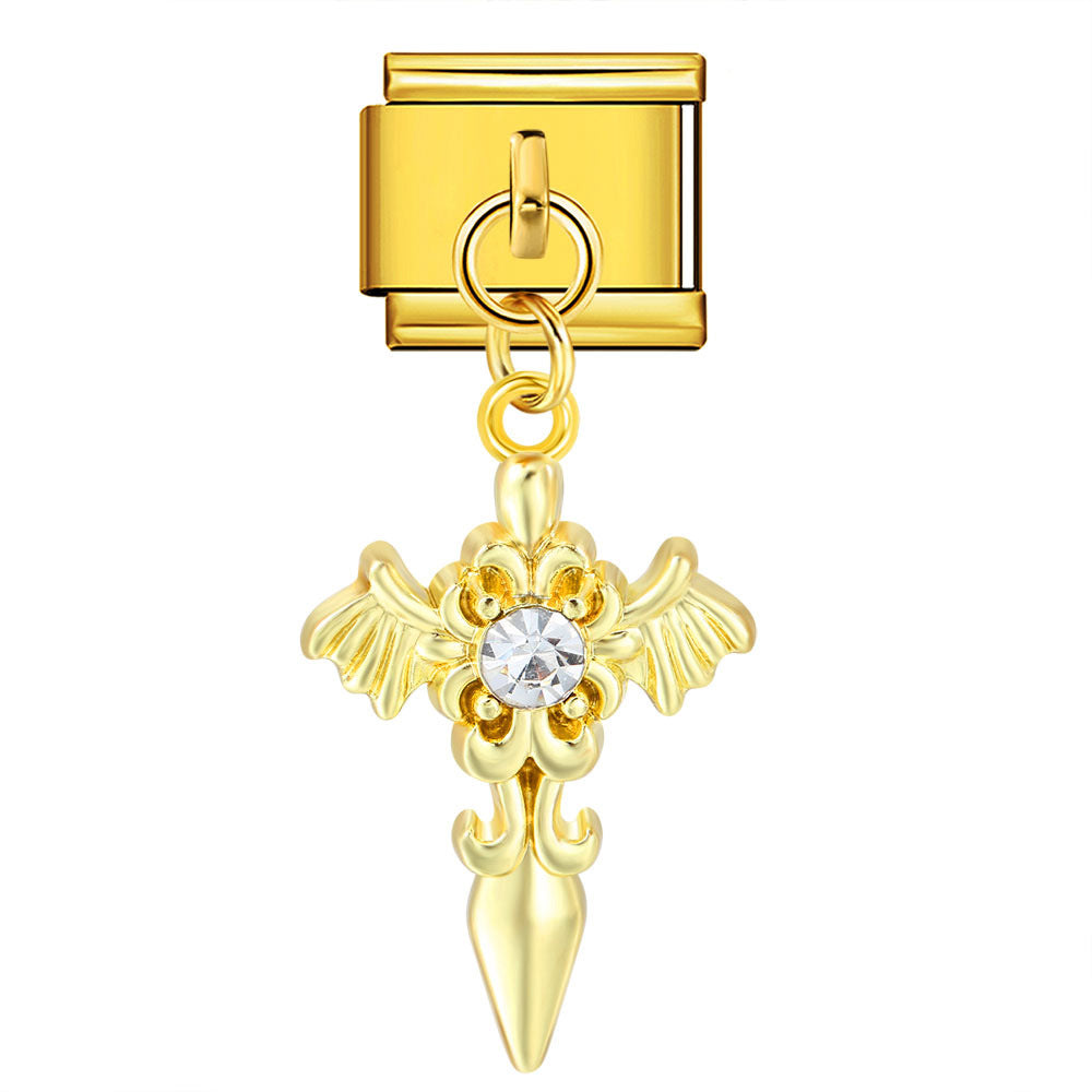 Wholesale  Italian Charm Bracelet 9mm DIY Colorful Heart Moon Bow  Creative Stainless Steel Composable Bracelet