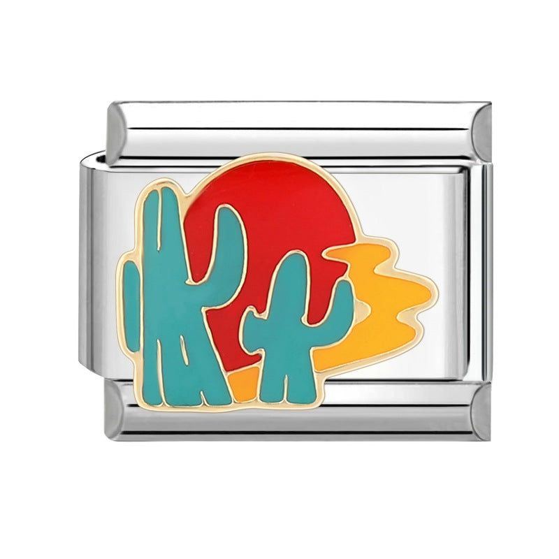 Wholesale Italian Charm Bracelet 9mm DIY Splicing Cute Cartoon Titanium Steel  Composable Bracelet