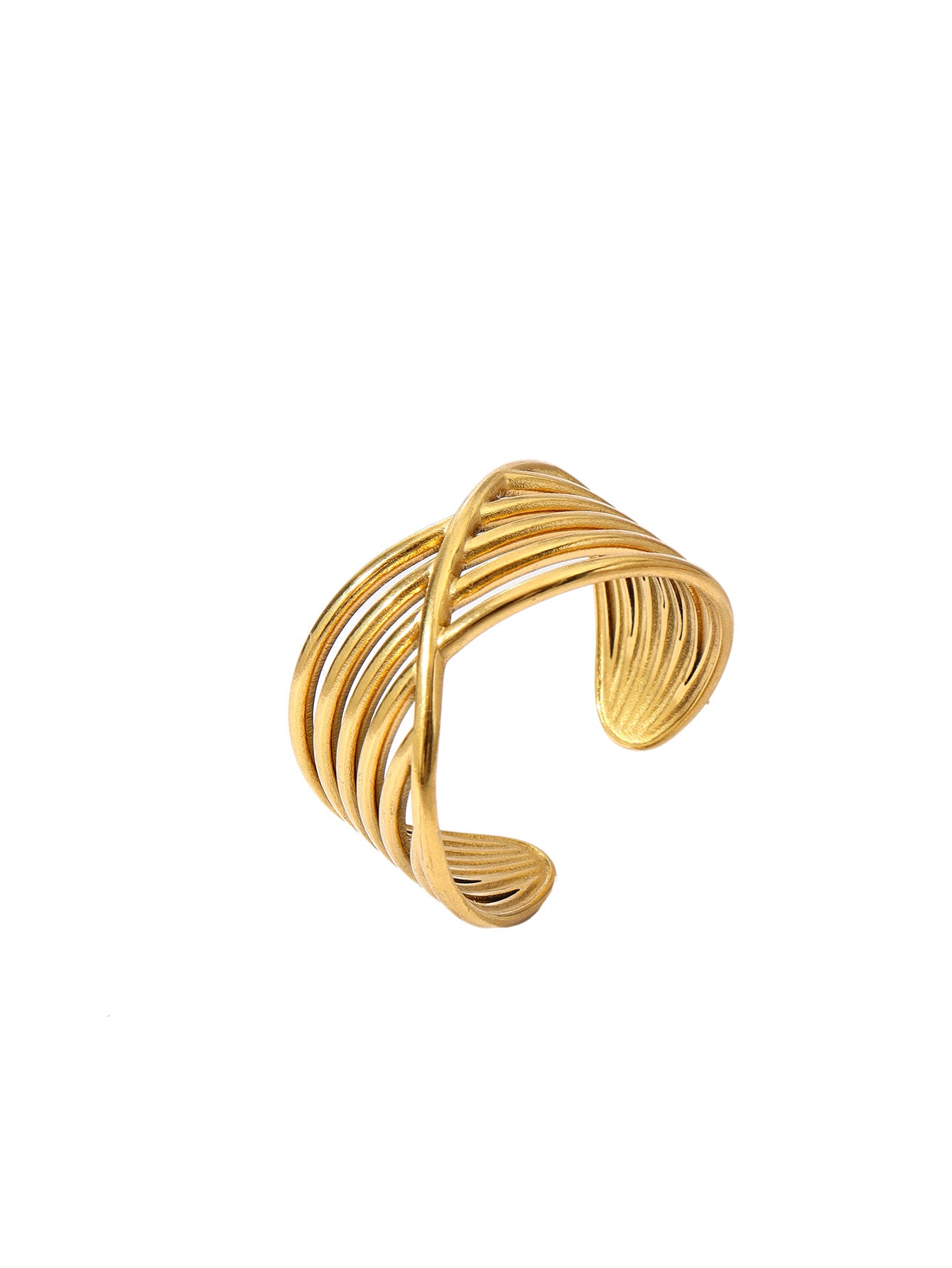 Wholesale Stainless Steel Palm Petal Ring 18k Gold Plated Rings ACC-RS-MuC011