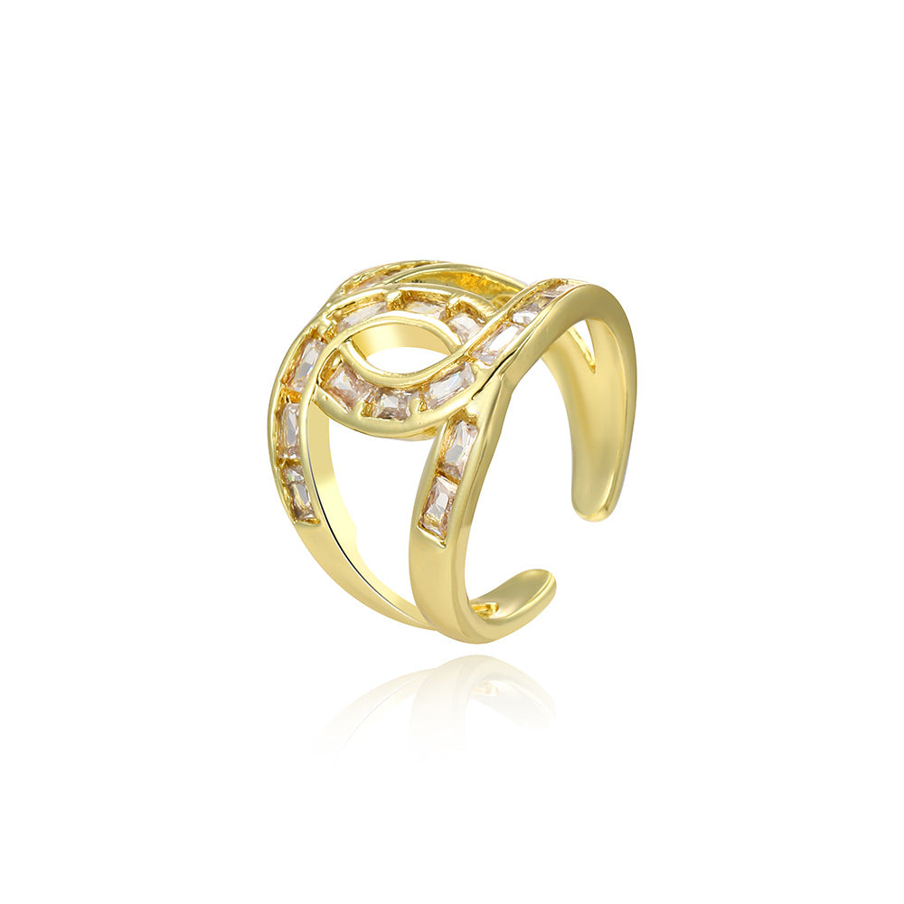 Wholesale 18k copper plated geometric adjustable ring