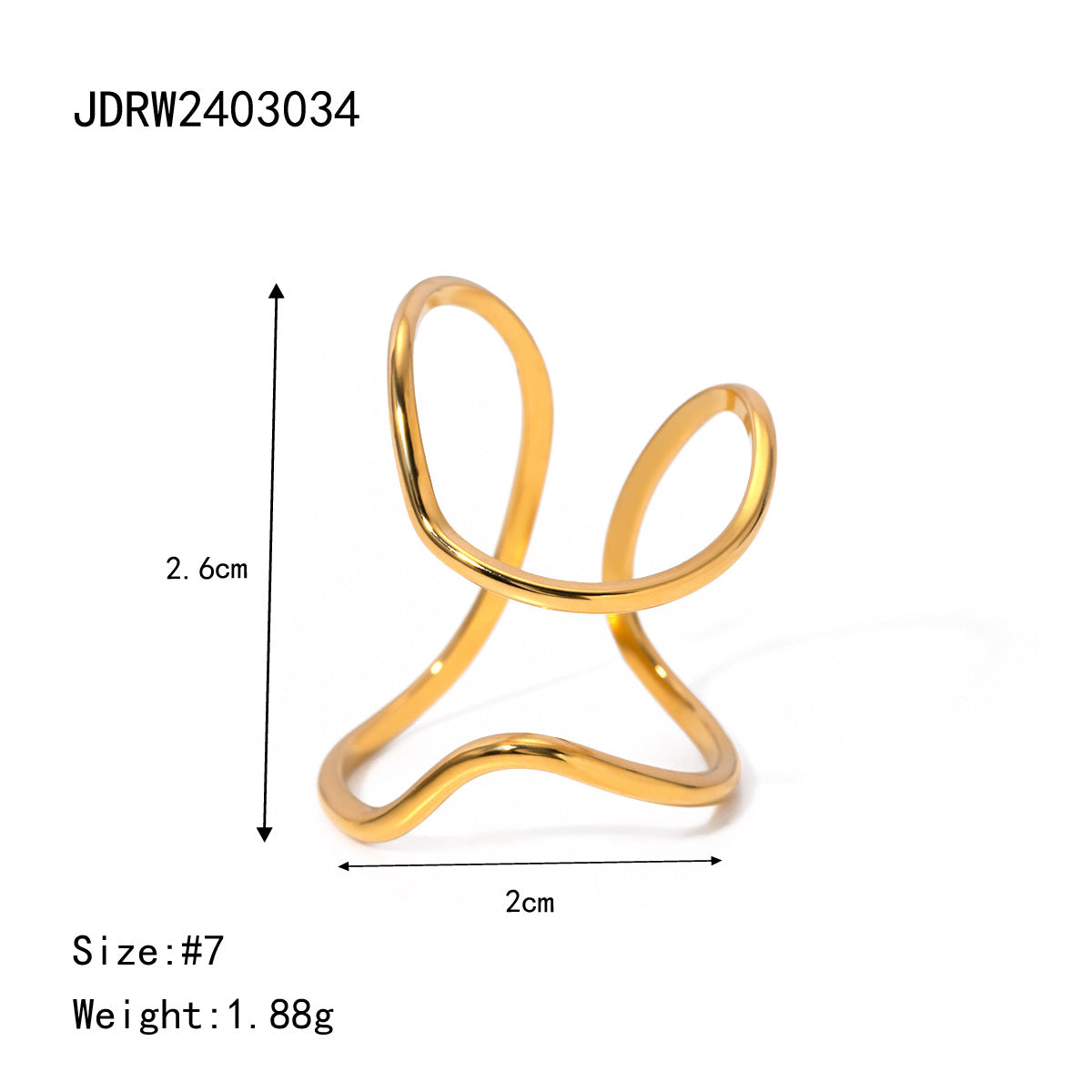 Wholesale Irregular Lines Geometric Stainless Steel Open Rings ACC-RS-WanX004