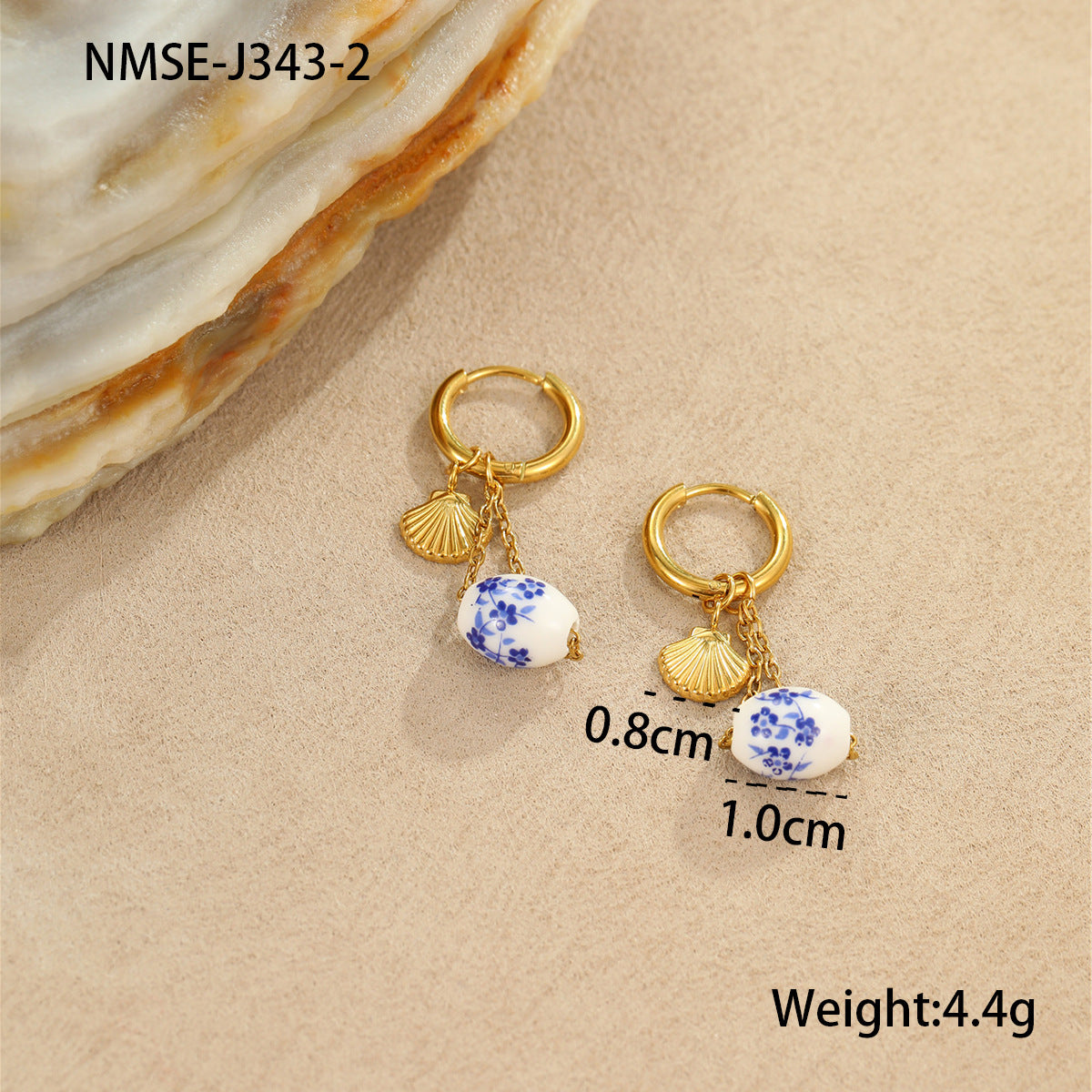 Wholesale Ceramic Starfish Shell Stainless Steel Earrings