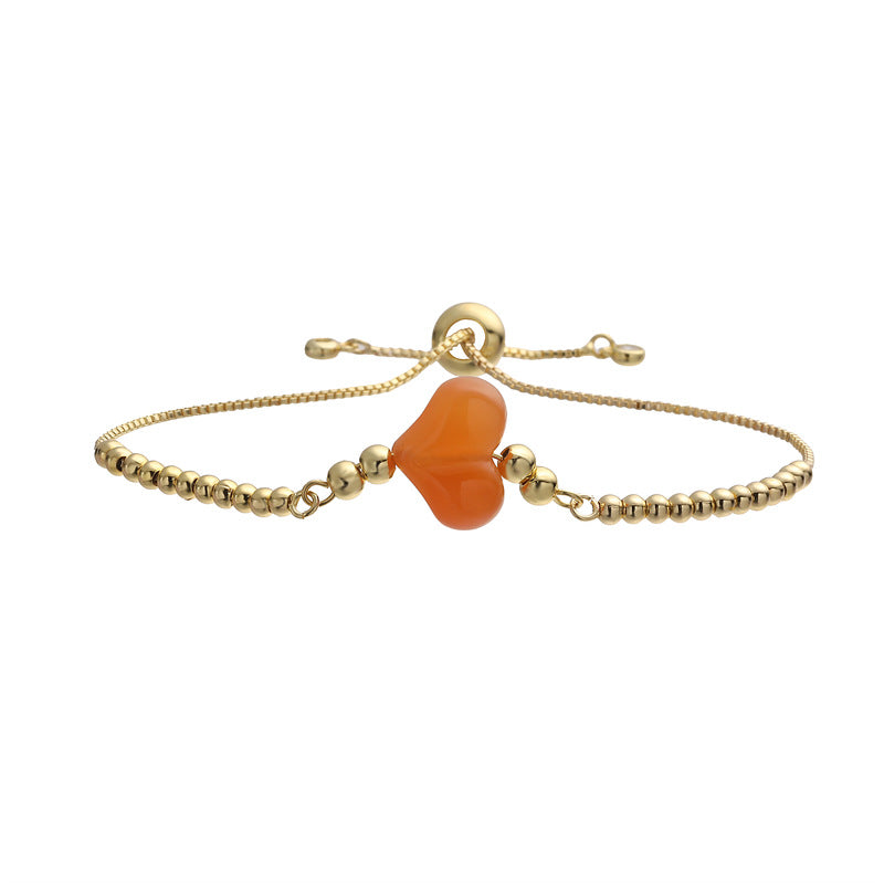 Wholesale Gold Plated Copper Heart Beaded Bracelet Minimalist Unisex Jewelry Accessory For Everyday Wear And Gifting