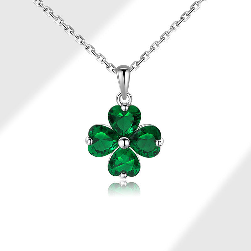 Wholesale Love Heart Four-Leaf Clover S925 Sterling Silver Clavicle Chain with Zircon – Fashion Accessory for Women