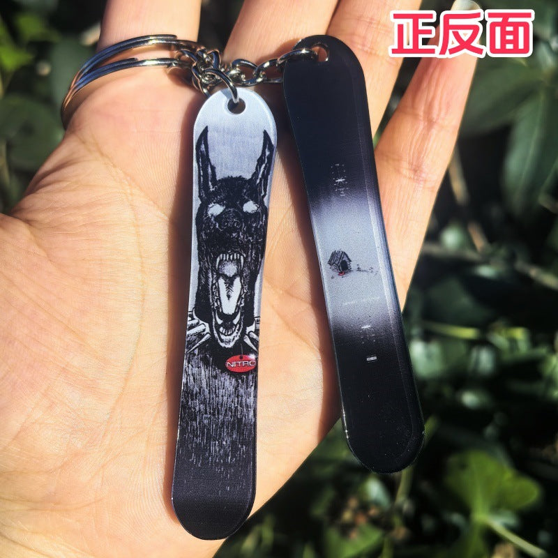 Wholesale Skiers with snowboard snowboard acrylic keychain